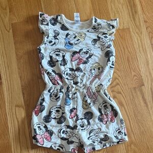 Disney Minnie & Friends Short Sleeve Cotton Romper - White with Black & Pink